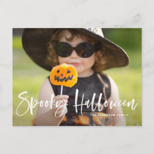 Spooky Halloween Brush Lettering Photo Halloween Briefkaart