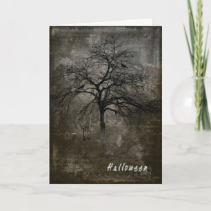 Spooky Halloween Card with Ghosts and Gravestones Feestdagen Kaart