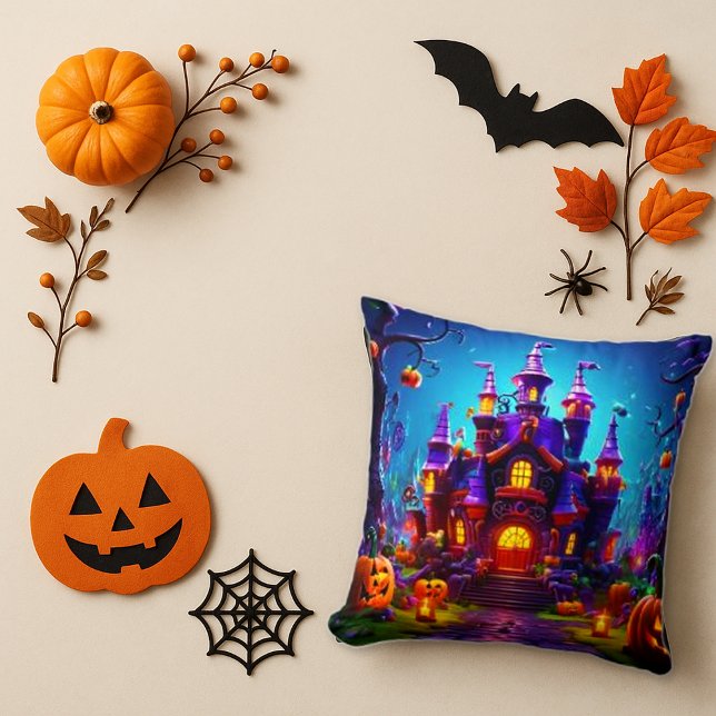 Spooky Halloween Castle - Pumpkin & Ghost Design Kussen (Creator heeft geüpload)