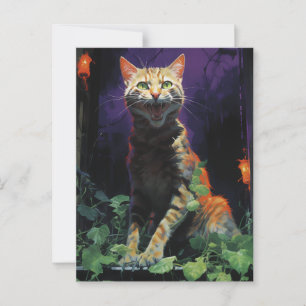 Spooky Halloween Cat Briefkaart
