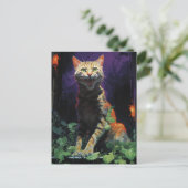 Spooky Halloween Cat Briefkaart (Staand voorkant)