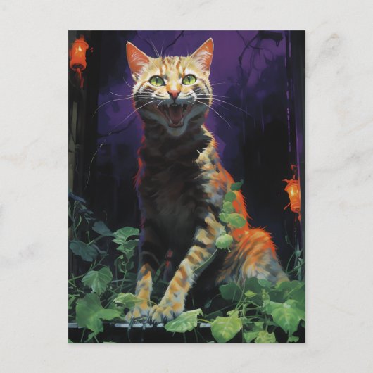 Spooky Halloween Cat Briefkaart (Voorkant)