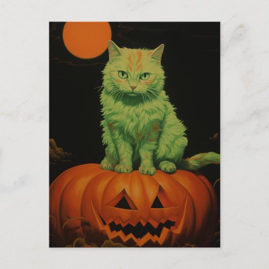 Spooky Halloween Cat Briefkaart (Voorkant)