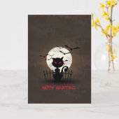 Spooky Halloween Cat Fool Moon Kaart (Gele Bloem)