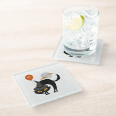 Spooky Halloween Cat Glazen Onderzetter (Schuin)