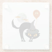 Spooky Halloween Cat Glazen Onderzetter (Achterkant)