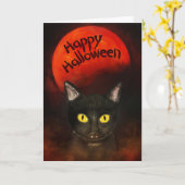 Spooky Halloween Cat Kaart (Gele Bloem)