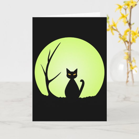 Spooky Halloween Cat Kaart (Gele Bloem)