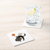 Spooky Halloween Cat Kartonnen Onderzetters (Insitu)