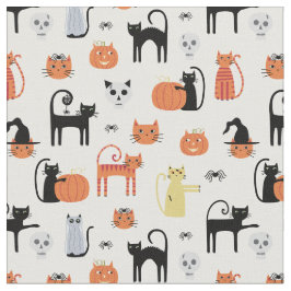 Spooky Halloween Cat Pattern Stof