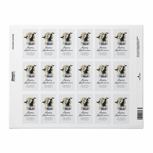 Spooky Halloween Cat Pumpkin Etiket (Full Sheet)