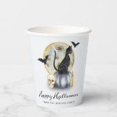 Spooky Halloween Cat Pumpkin Papieren Bekers (Achterkant)