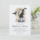 Spooky Halloween Cat Pumpkin Party Kaart (Staand voorkant)