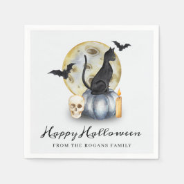 Spooky Halloween Cat Pumpkin Servet