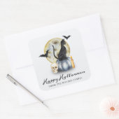 Spooky Halloween Cat Pumpkin Vierkante Sticker (Envelop)