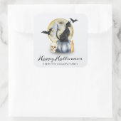 Spooky Halloween Cat Pumpkin Vierkante Sticker (Tas)