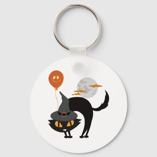 Spooky Halloween Cat Sleutelhanger (Voorkant)