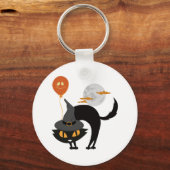 Spooky Halloween Cat Sleutelhanger (Voorkant)