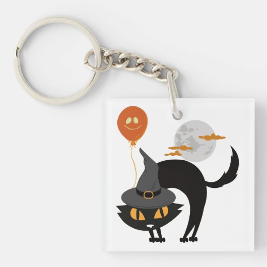 Spooky Halloween Cat Sleutelhanger (voorkant)