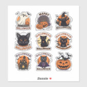  Spooky Halloween Cat Sticker Sheet (Vel)