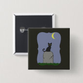 Spooky Halloween Cat Vierkante Button 5,1 Cm (Voorkant /achterkant)