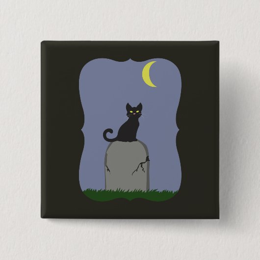 Spooky Halloween Cat Vierkante Button 5,1 Cm (Voorkant)