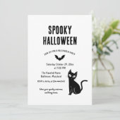 Spooky Halloween Cat Witch Party Kaart (Staand voorkant)