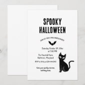 Spooky Halloween Cat Witch Party Kaart (Voorkant / Achterkant)