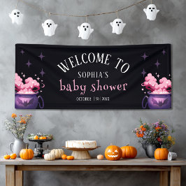 Spooky Halloween Cauldron Baby shower Welkom Spandoek