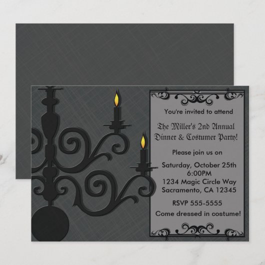 Spooky Halloween Chandelier Dinner Kostuumfeest Kaart (Voorkant / Achterkant)