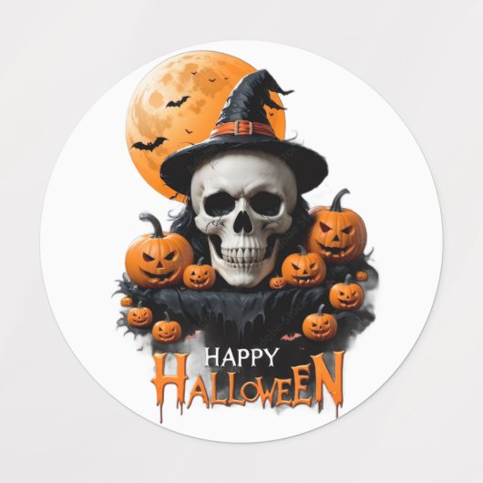 Spooky Halloween Circle Design Labels (Design 1)