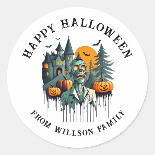Spooky Halloween Classic Round Sticker (Voorkant)