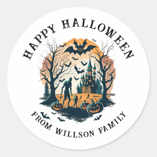 Spooky Halloween Classic Round Sticker (Voorkant)
