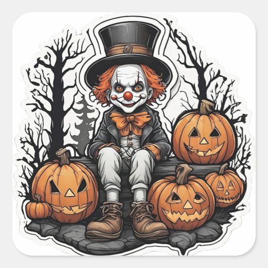 Spooky Halloween Clown Sticker (Voorkant)
