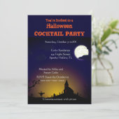 Spooky Halloween Cocktail Party Invitation Kaart (Staand voorkant)