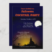 Spooky Halloween Cocktail Party Invitation Kaart (Voorkant / Achterkant)