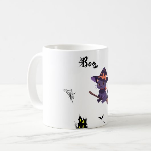 Spooky Halloween Coffee Mok met leuke Design - Per (Voorkant links)