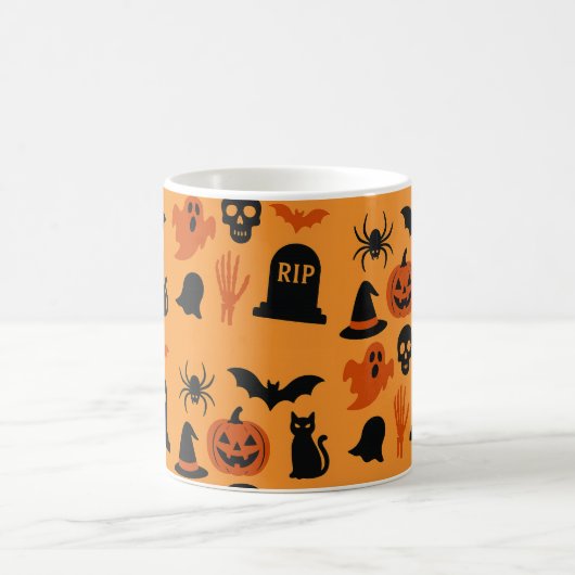 Spooky Halloween Coffee Mug – Black & Orange Koffiemok (Center)