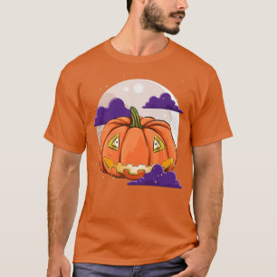 Spooky Halloween Costume Creepy Full Moon Scary Pu T-shirt