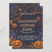 Spooky Halloween Costume Party Fun Pumpkin & Bat Kaart (Voorkant / Achterkant)