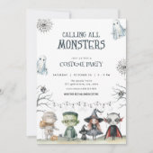Spooky Halloween Costume Party Invitation Kaart (Voorkant)