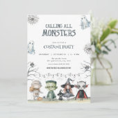 Spooky Halloween Costume Party Invitation Kaart (Staand voorkant)