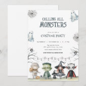 Spooky Halloween Costume Party Invitation Kaart (Voorkant / Achterkant)