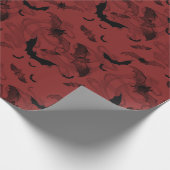 Spooky Halloween Creepy Bats Red Black Cadeaupapier (Hoek)