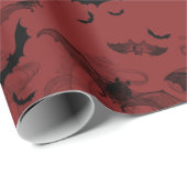 Spooky Halloween Creepy Bats Red Black Cadeaupapier (Rol Hoek)