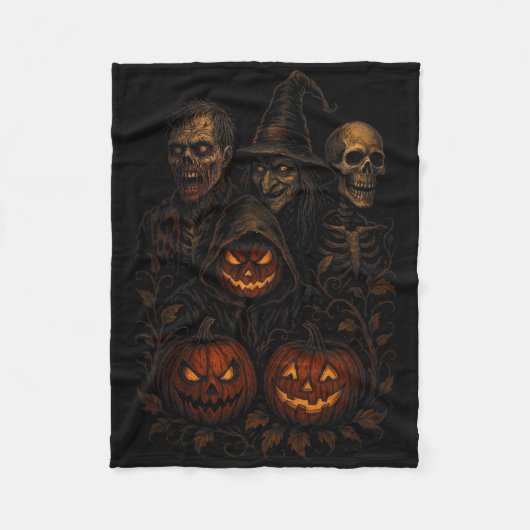 Spooky Halloween Creepy Pumpkin Scary Witch Zombie Fleece Deken (Voorkant)