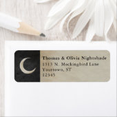 Spooky Halloween Crescent Moon Waterverf Etiket (Insitu)