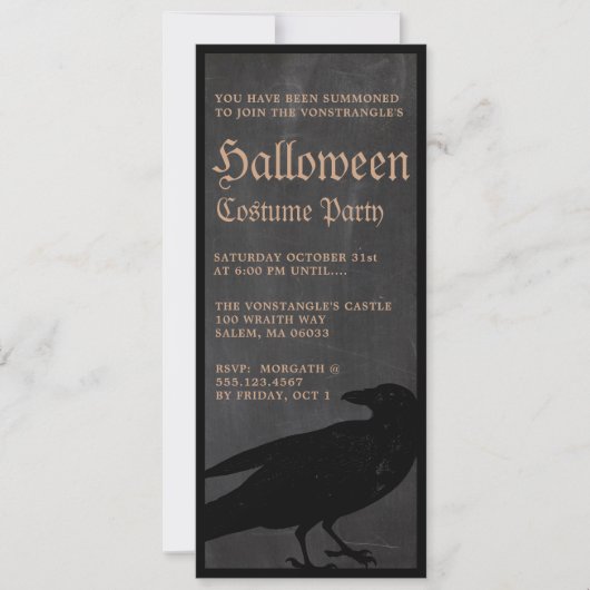 Spooky Halloween Crow Gothic Party Uitnodiging (Voorkant)