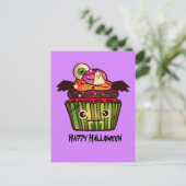 Spooky Halloween Cupcake Briefkaart (Staand voorkant)