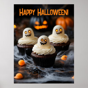 Spooky Halloween cupcakes Ontwerp Poster